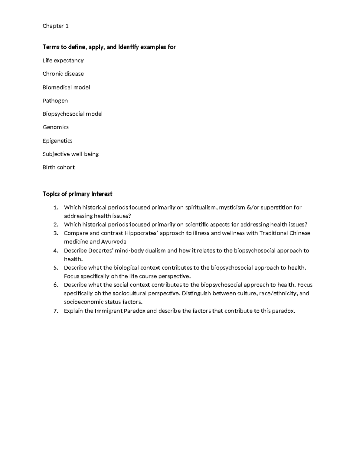 Study Guide: Chapter 1 - Key Terms & Concepts in Health (HLTH101) - Studocu