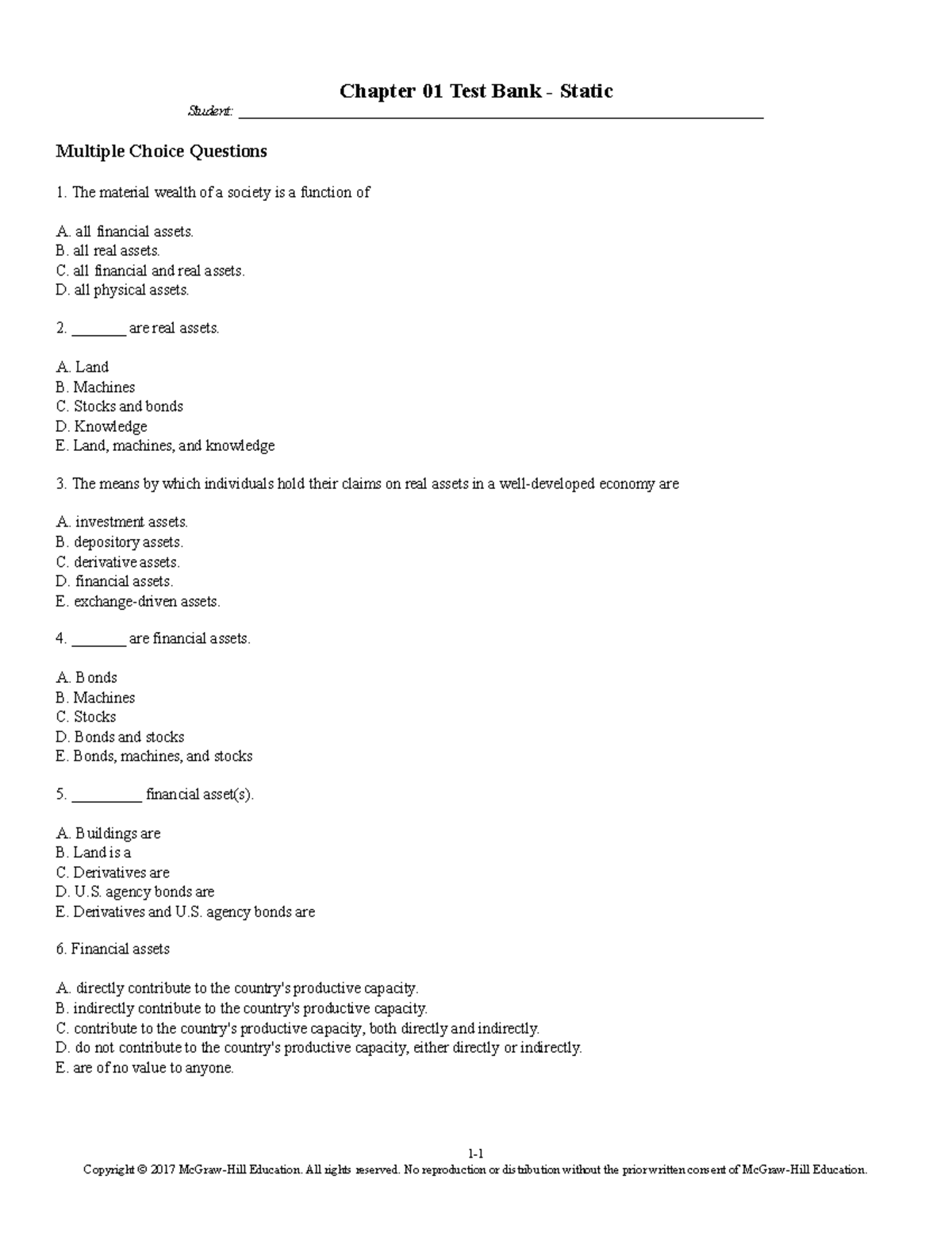 Chapter 01 Test Bank - Test bank - Chapter 01 Test Bank - Static ...