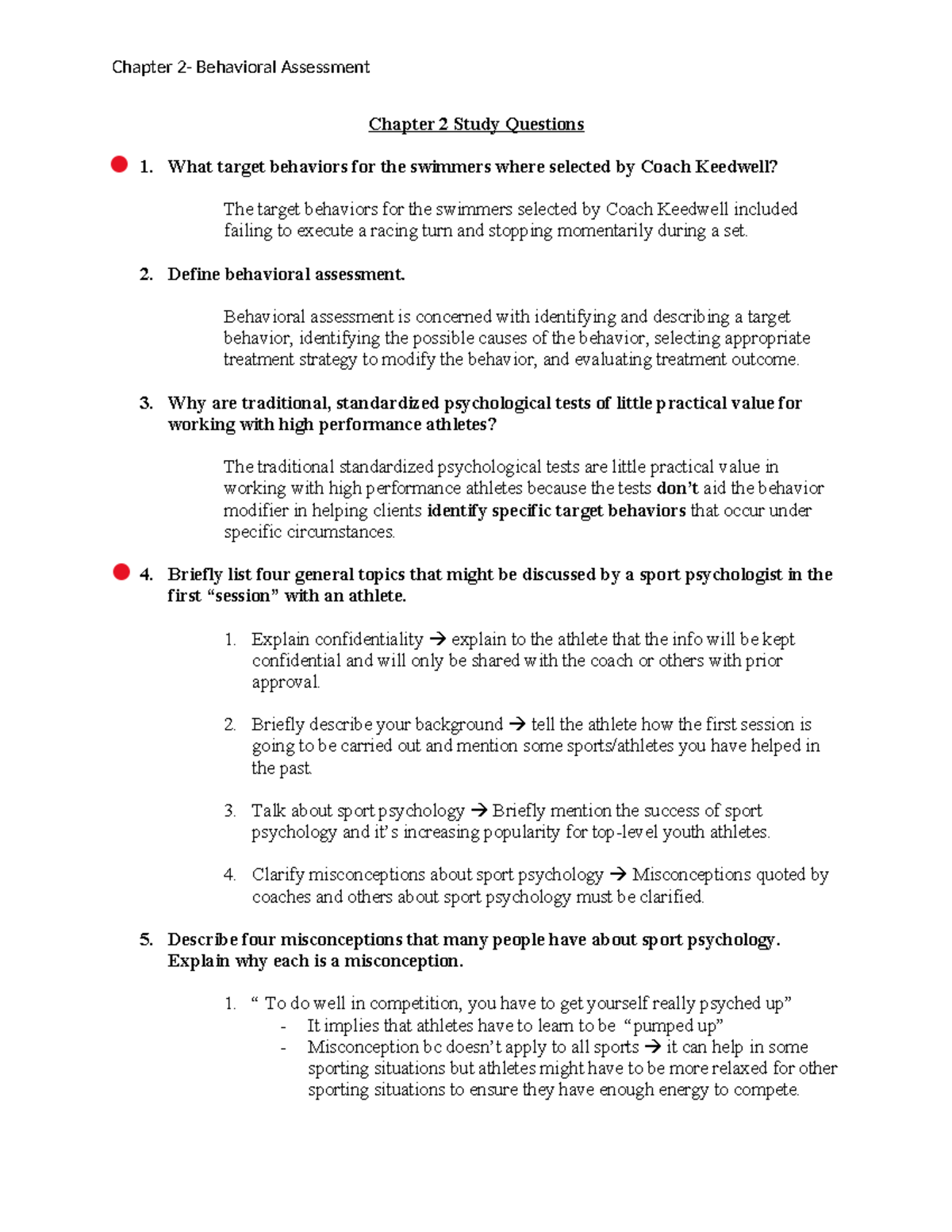 Chapter 2 Study Questions - Chapter 2- Behavioral Assessment Chapter 2 ...
