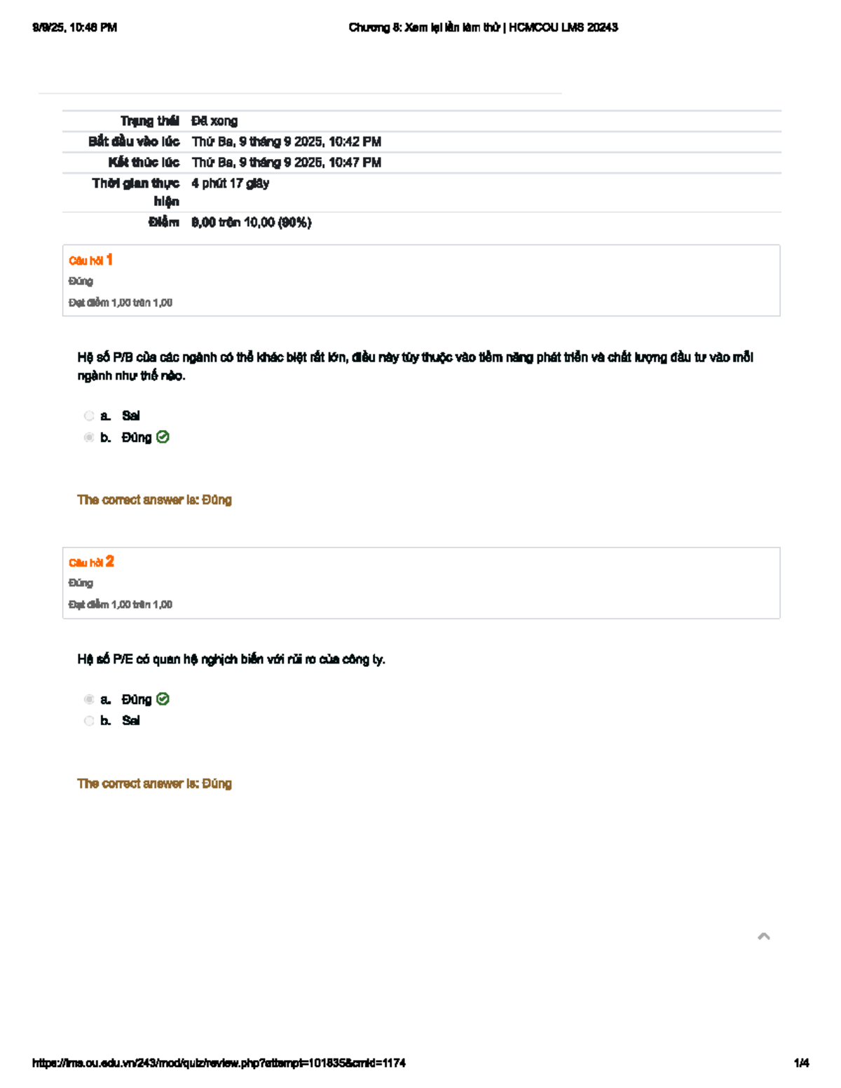 Chương 8: Xem lại lần làm thu I HCMCOU LMS 20243 - Studocu