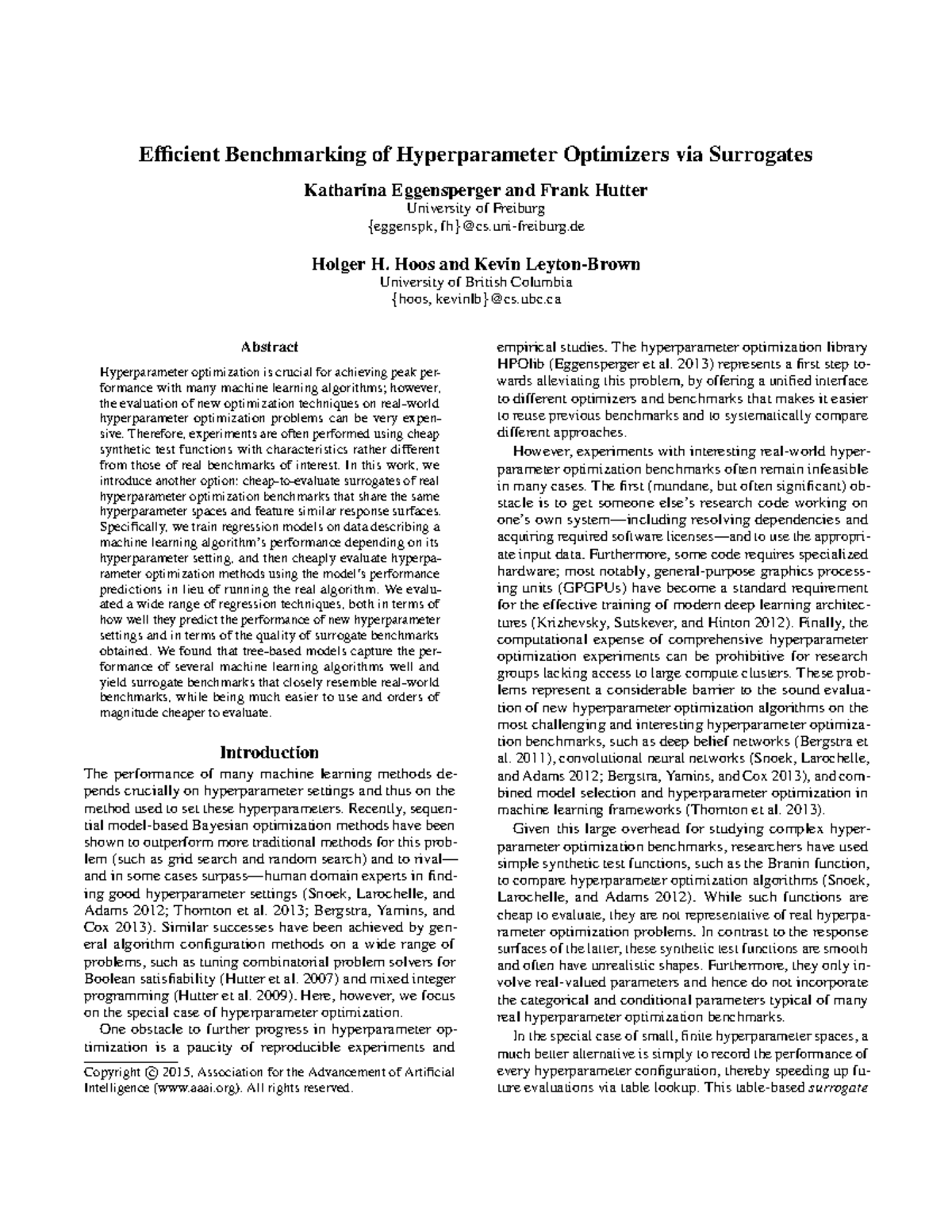Hyperparameter Optimization Benchmarking via Surrogate Methods - Studocu