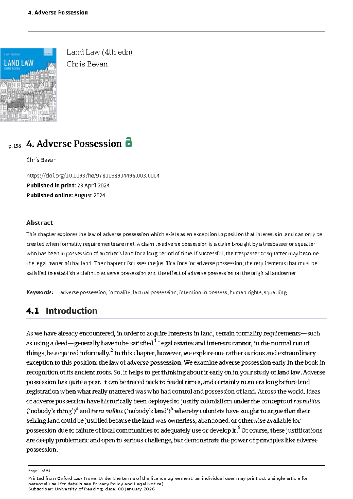 4. Adverse Possession in Land Law: Key Concepts and Case Studies - Studocu