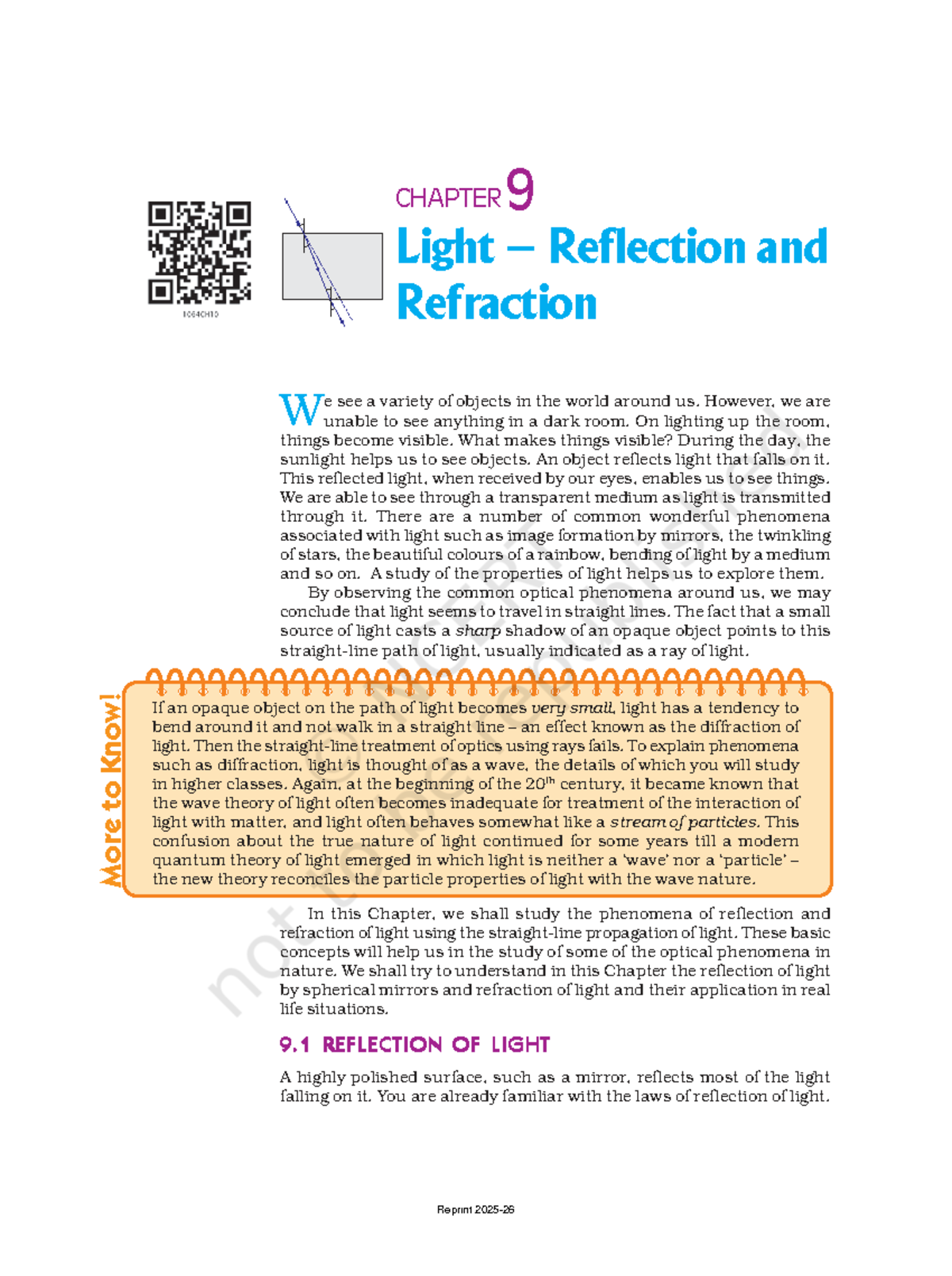 CHAPTER 9: Light Reflection and Refraction - Key Concepts and ...