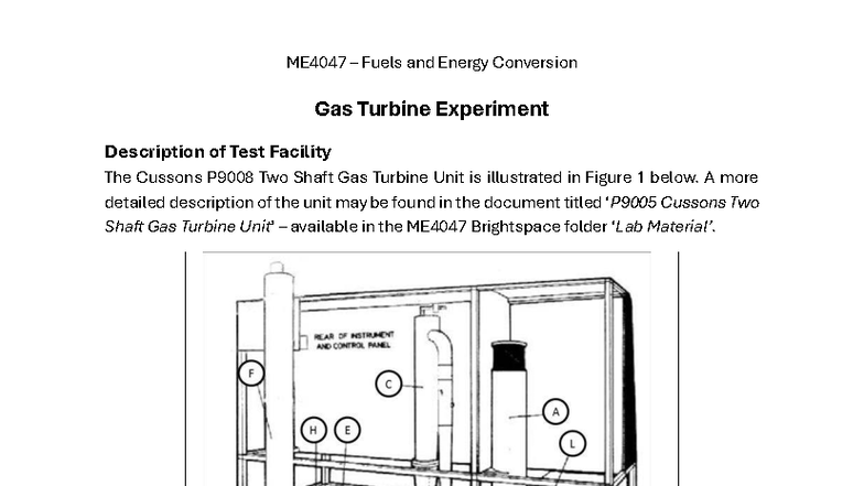 ME4047 Lab Handout: Gas Turbine Experiment Overview - Studocu
