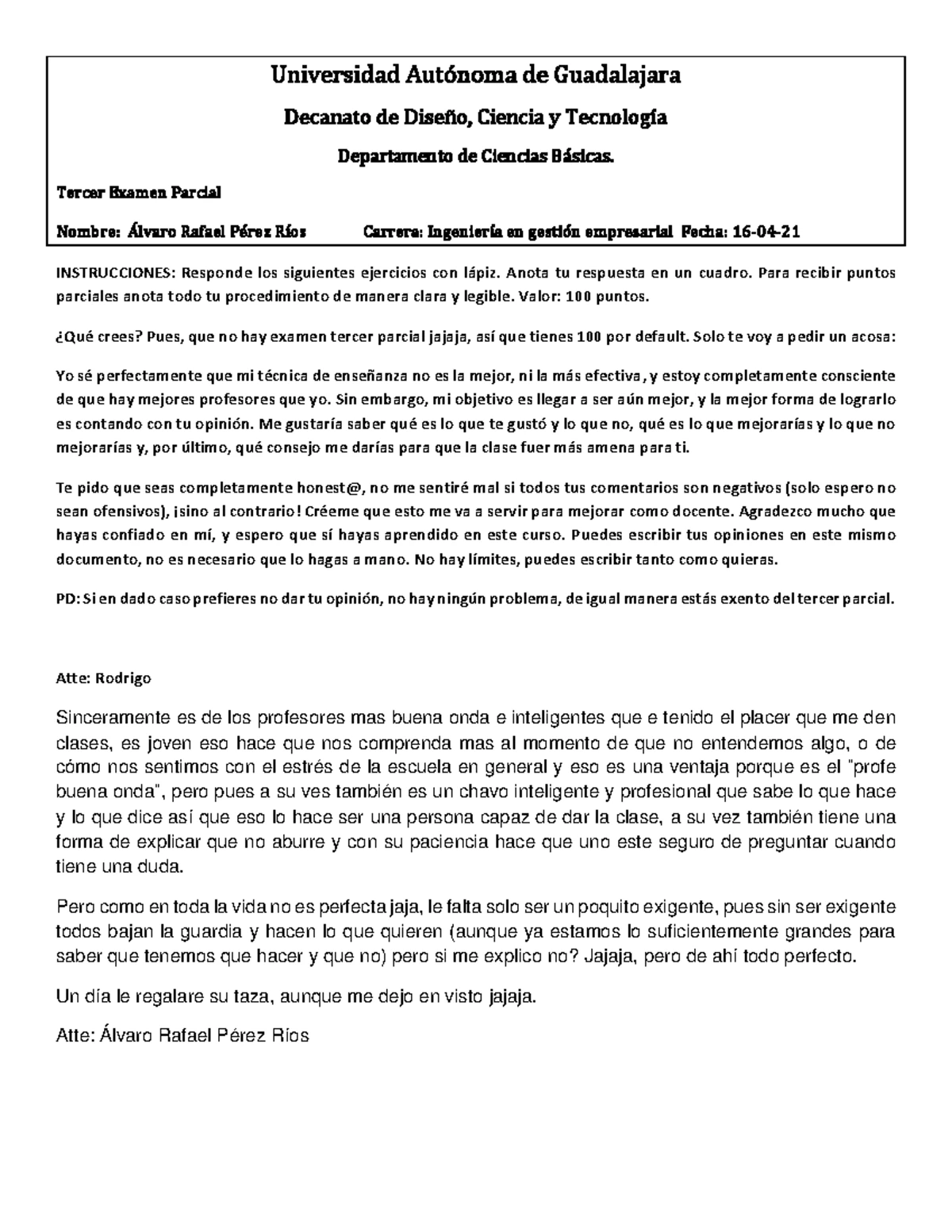 2do Examen Parcial Sofía - Colegio Integral Rotterdam Literatura 1 ...