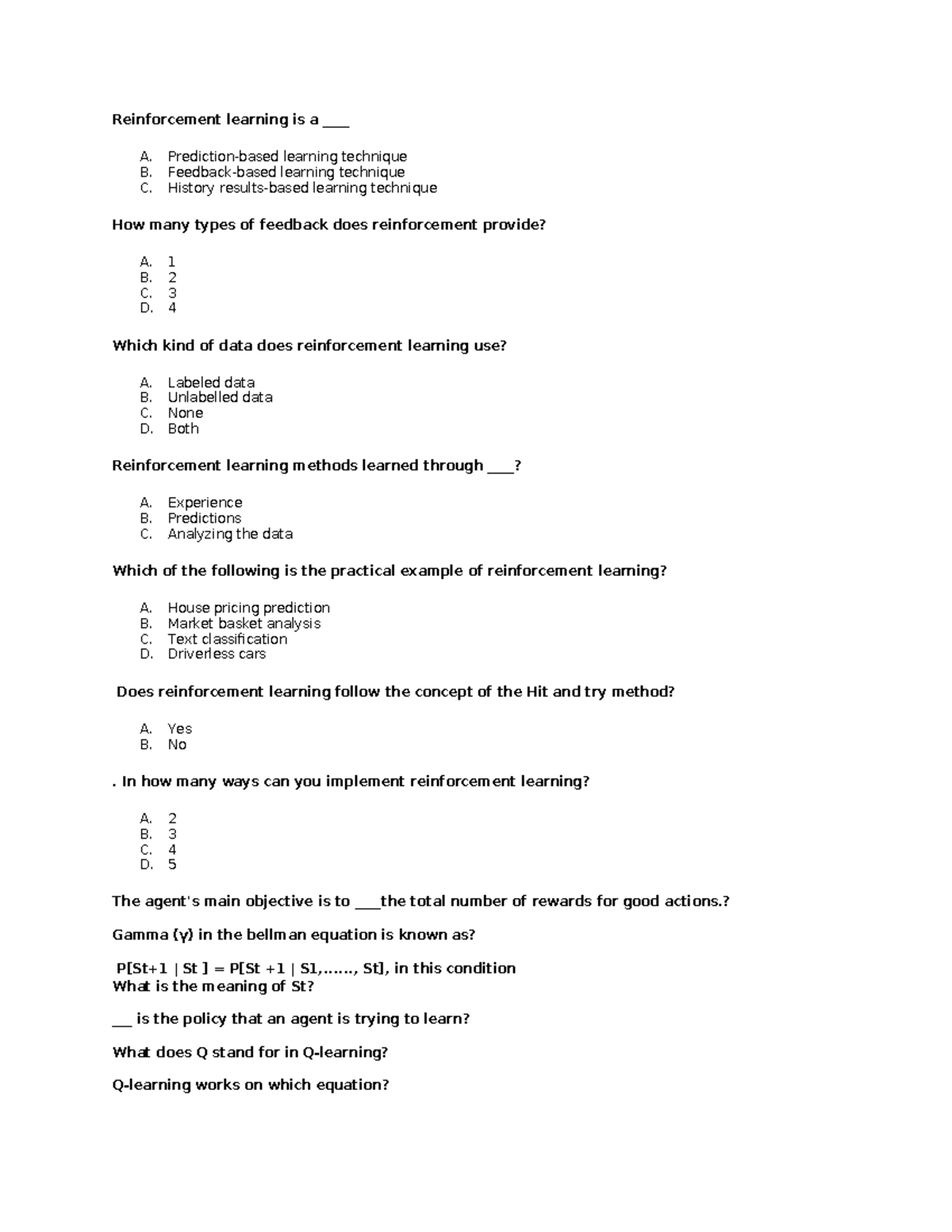 Reinforcement learning Objective - Reinforcement learning is a ____ A ...