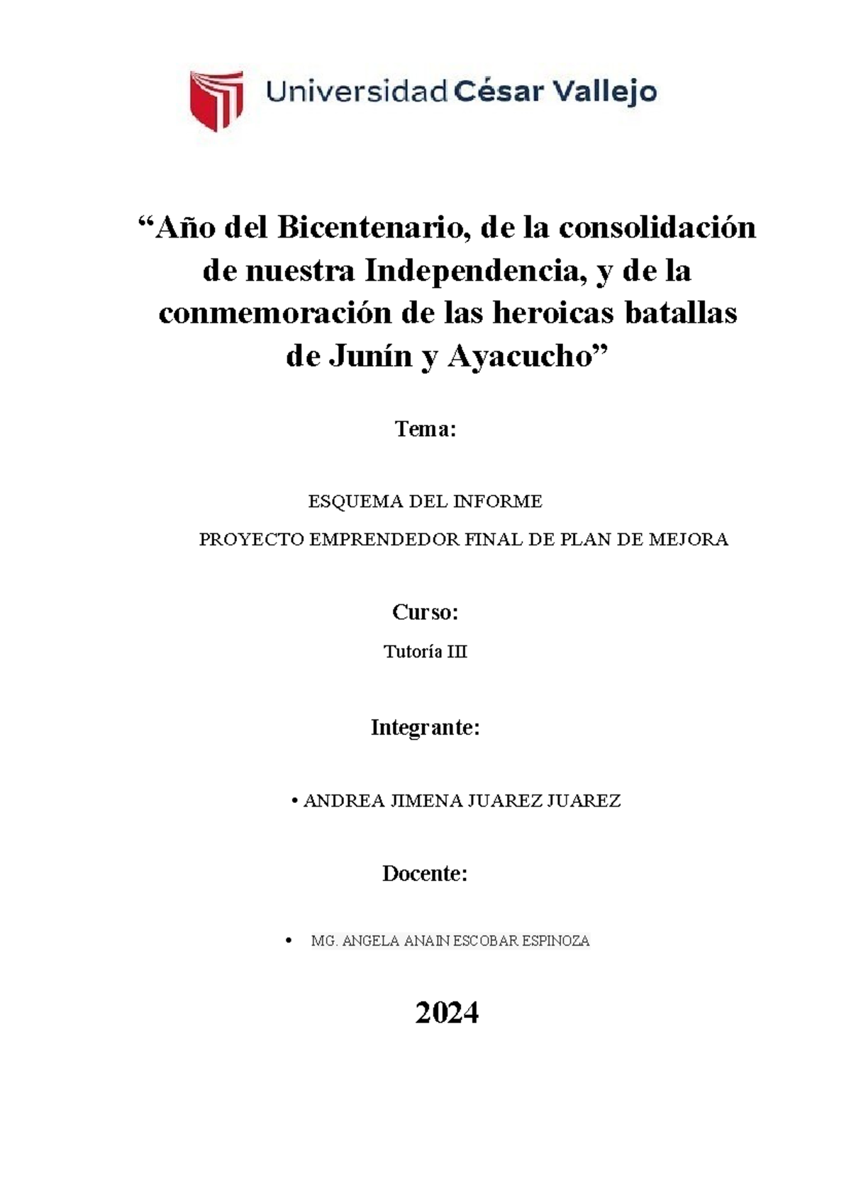 Proyecto Final Andrea Juarez - “Año del Bicentenario, de la ...