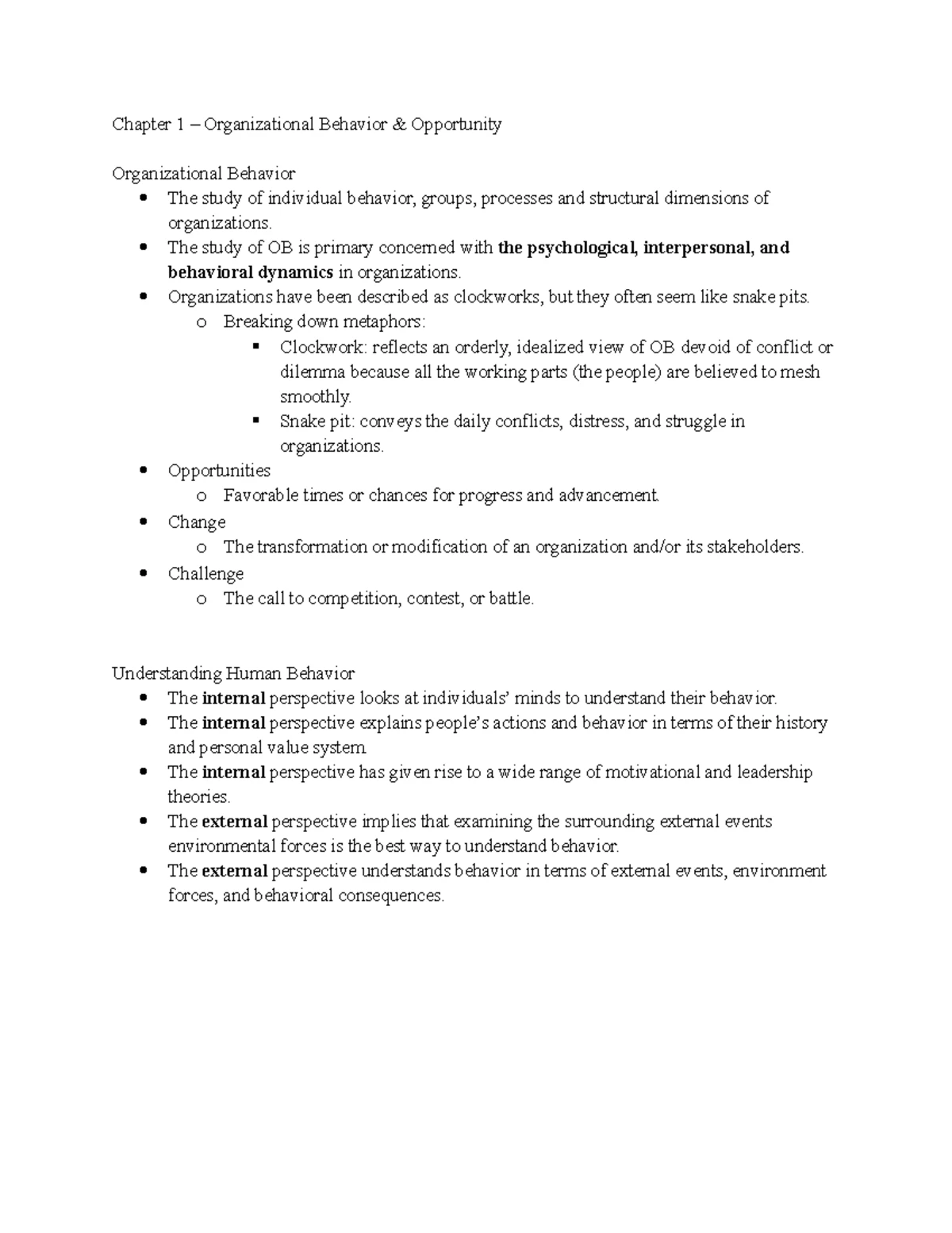 BUSI 3310 - Chapter 1: Understanding Organizational Behavior and ...