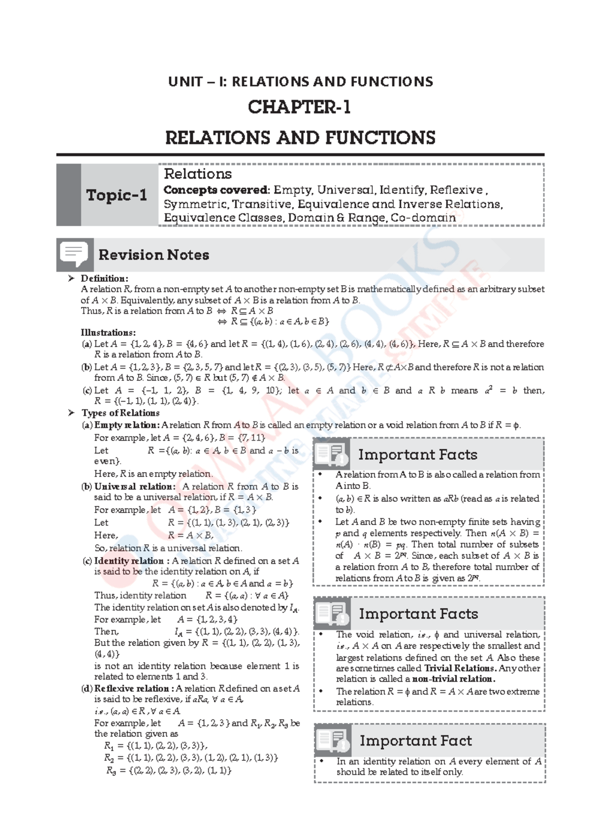 Oswaal ISC Class 12 Mathematics Revision Notes For 2023 Exam - UNIT – I ...