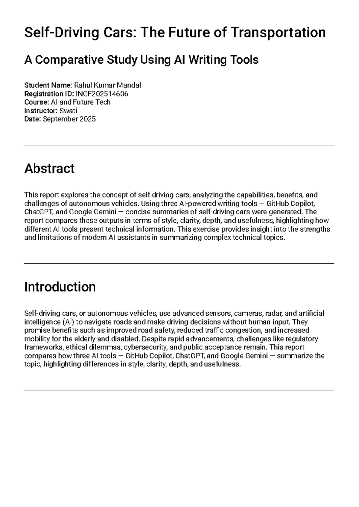AI and Future Tech: Cars as Autonomous Vehicles - A Comparative Study ...
