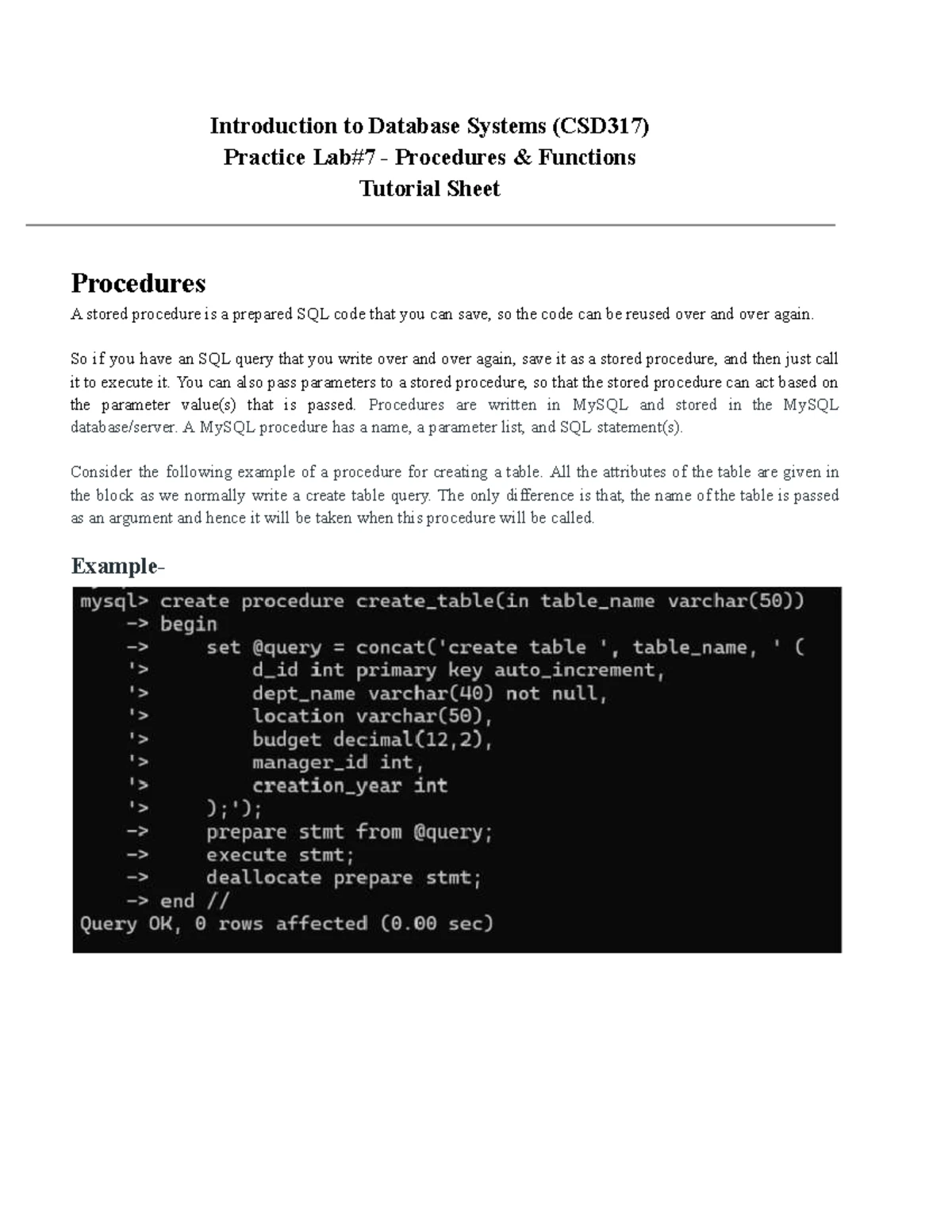 My Sql PL-3 2 - Lab Material to practice - Introduction to Database ...