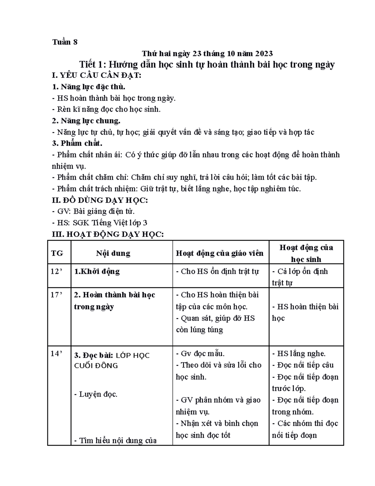 Hướng dẫn hoàn thành bài học trong Tuần 8 - fbgn - Studocu