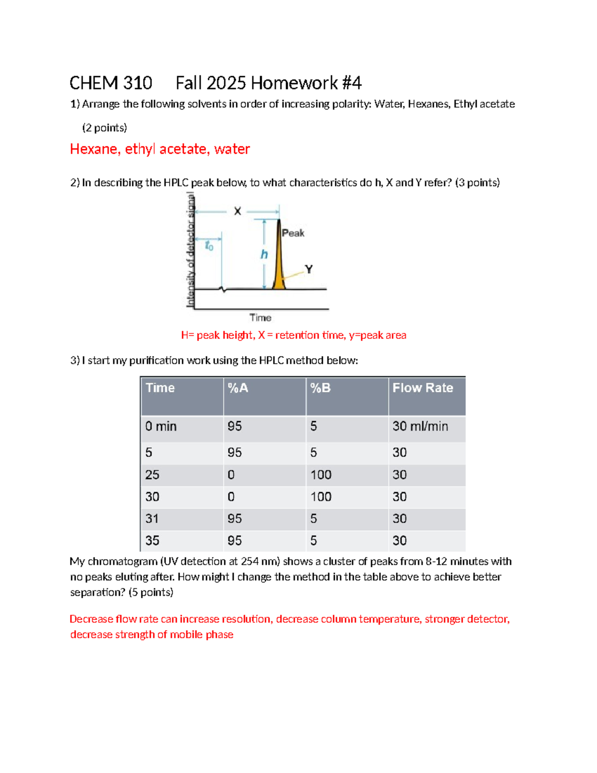 CHEM 310 Fall 2025 Homework 1: Solvent Polarity \u0026 HPLC Strategies - Studocu, image size:1200x1553