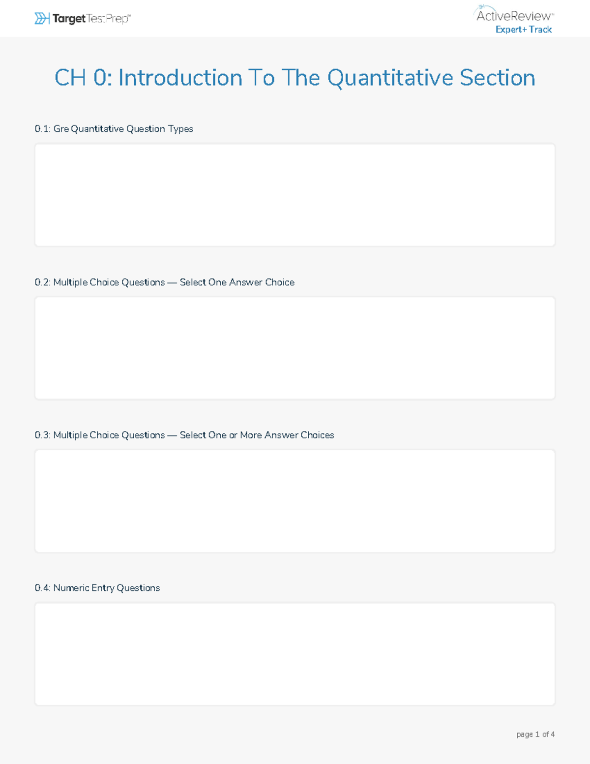 CH 0: Intro to GRE Quantitative Section - Expert Track Notes - Studocu