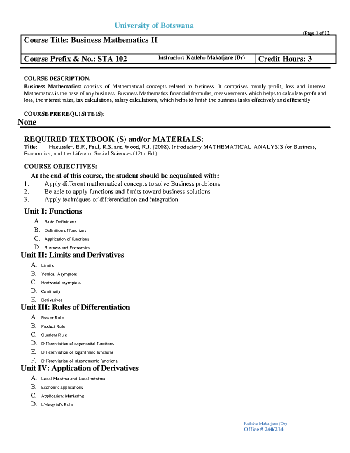 Course Outline - University of Botswana (Page 1 of 1 2 Katleho ...