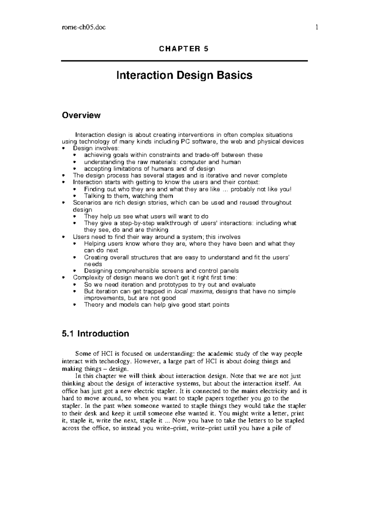HCI 101: Chapter 5 - Interaction Design Basics Overview and Process ...