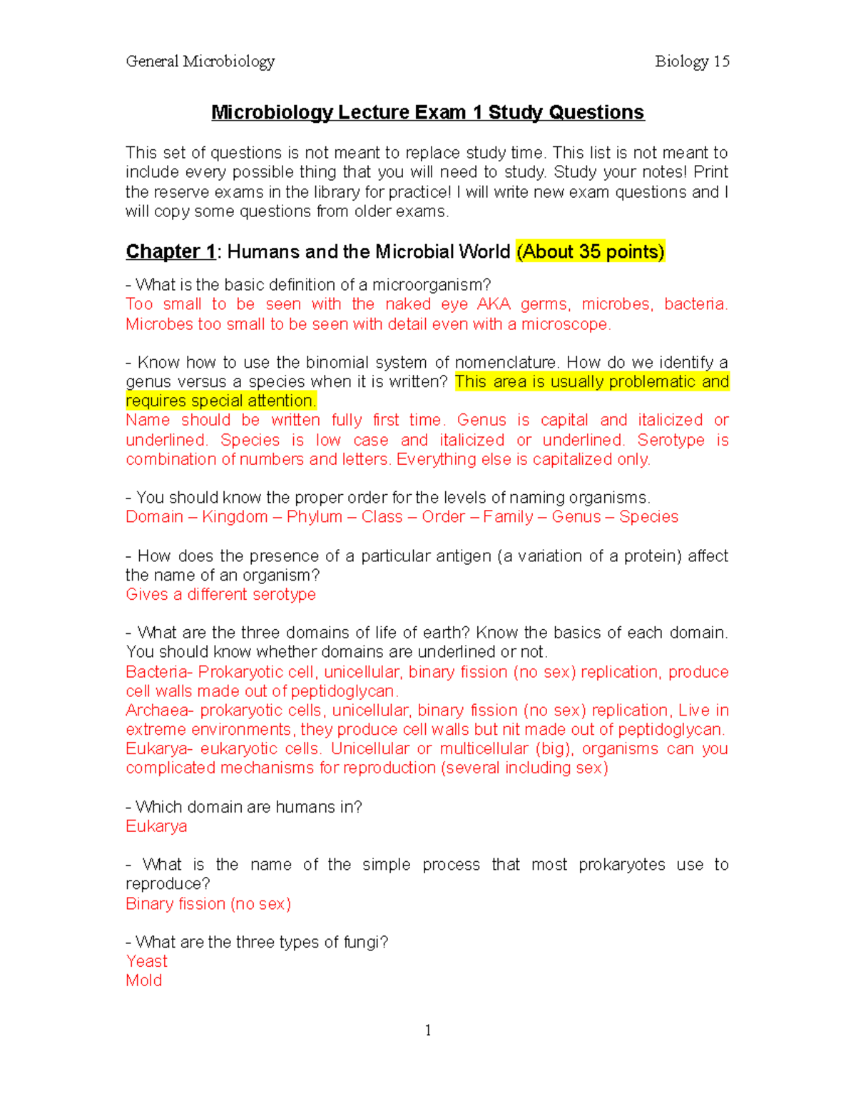 Microbiology Lecture Study Guide: Exam 1 (CP-1) - Studocu
