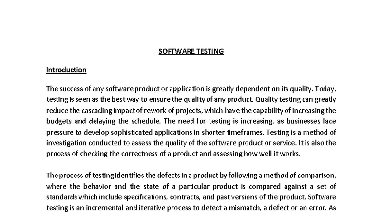 SOFTWARE TESTING 101: Key Concepts and Evolution - Studocu