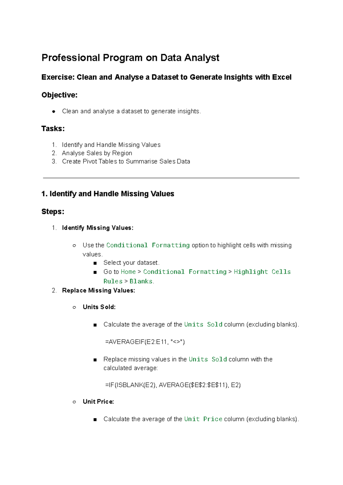 Data Analyst Exercise: Clean & Analyze Dataset for Insights (Excel ...