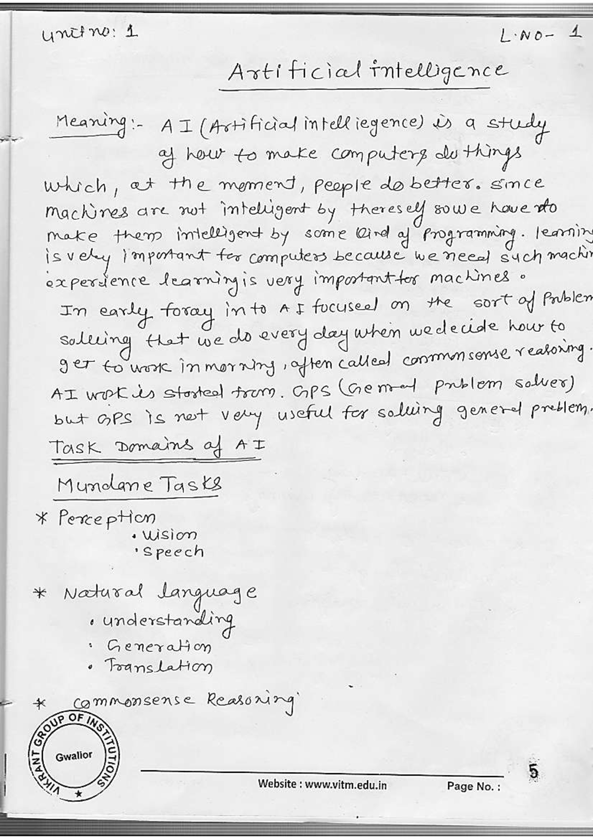 AIML - Lecture Notes on Advanced Topics in AI - Studocu