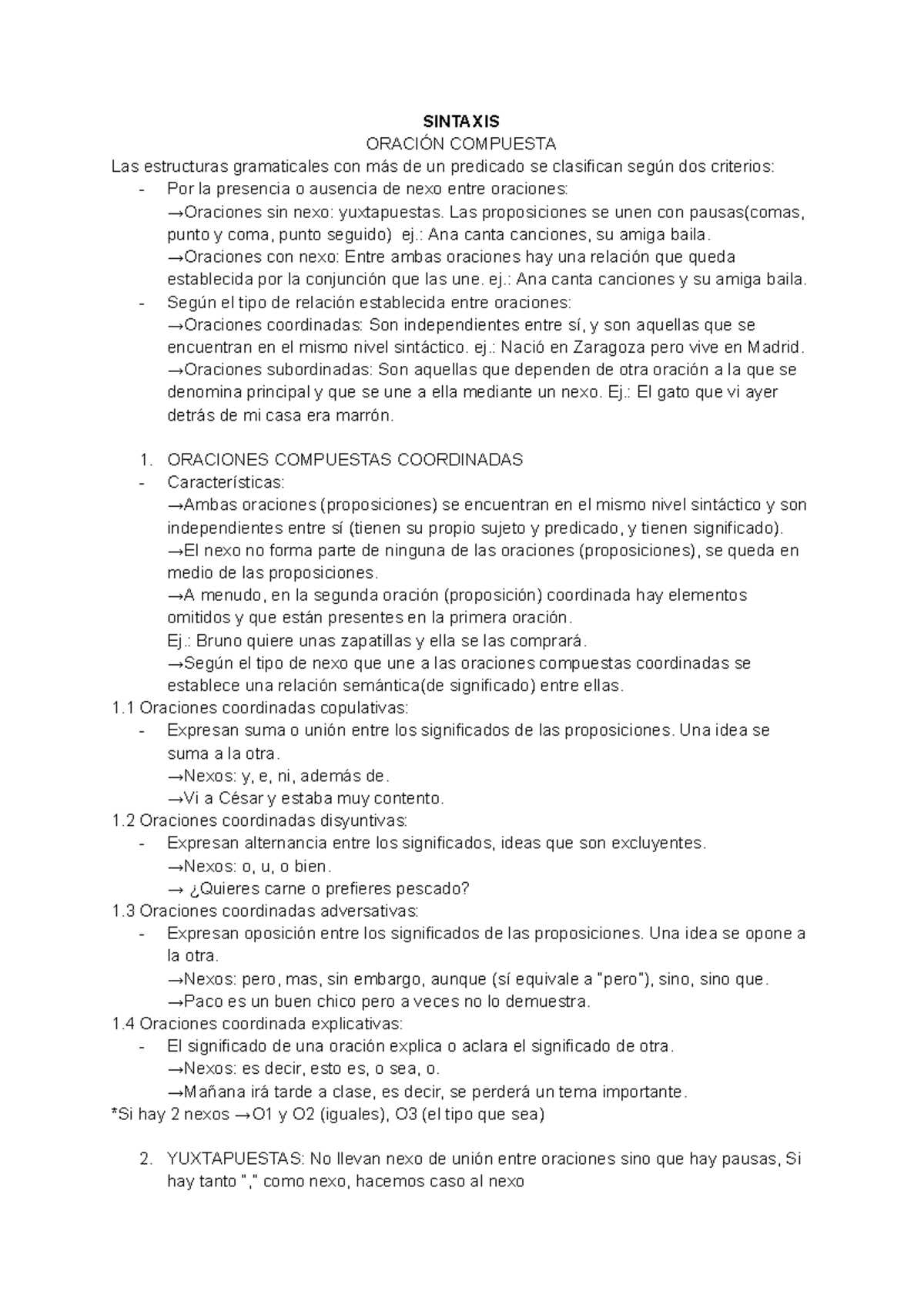 SINTAXIS DE ORACIONES COMPUESTAS: ESTRUCTURAS Y CLASIFICACIONES - Studocu