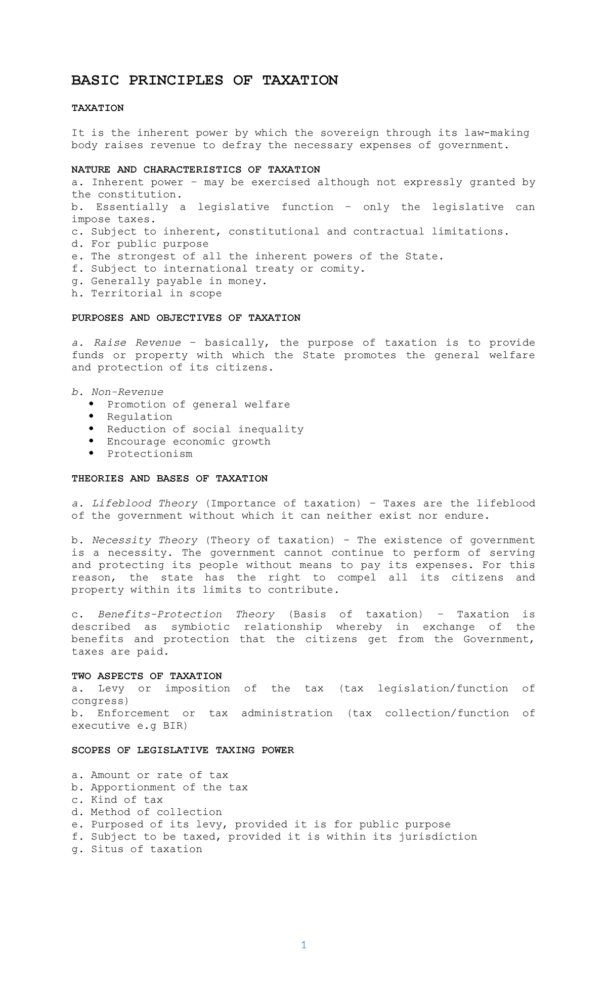 Topic No. 1: Basic Principles of Taxation - Part 1 Overview and ...