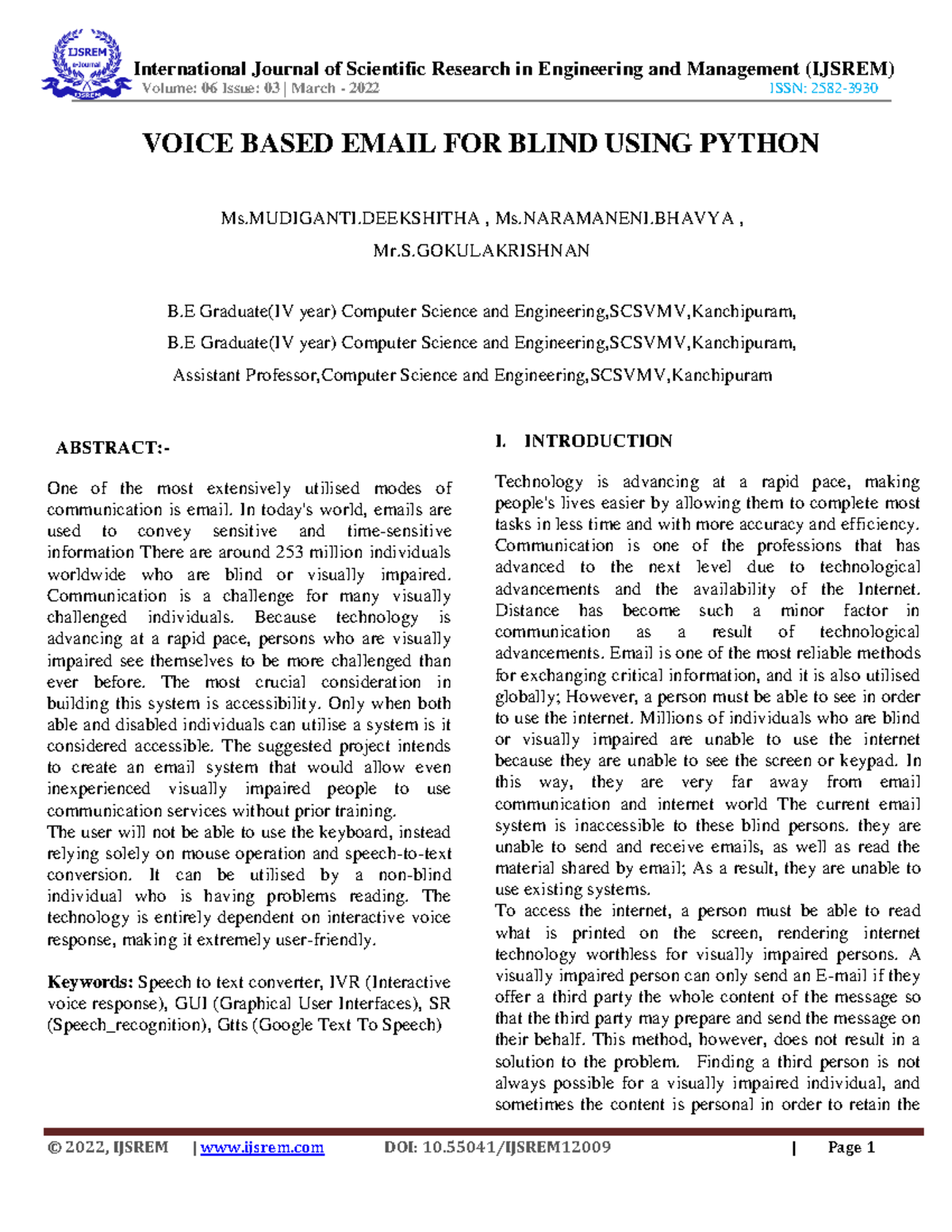 Voice-Based Email System for the Visually Impaired Using Python - Studocu