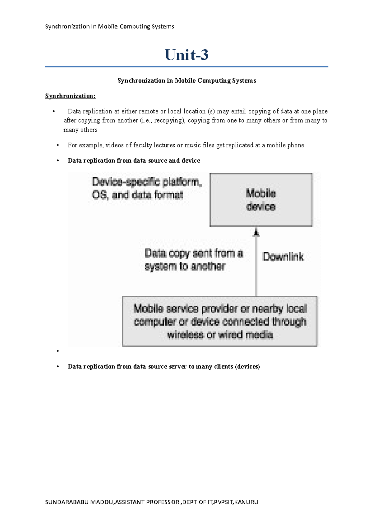 Unit 3 - Comprehensive Notes on Mobile Computing Synchronization - Studocu