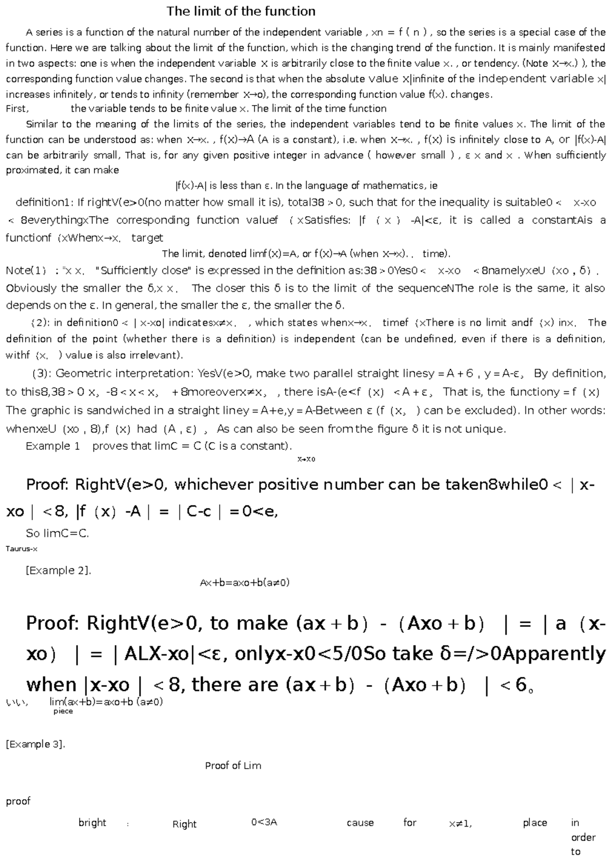 The limit of the function MTH20 - The limit of the function A series is ...