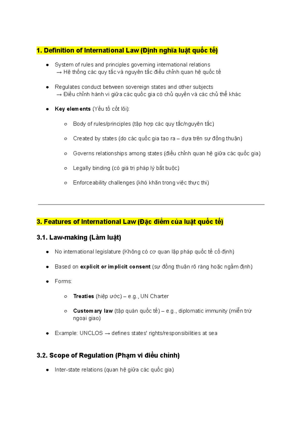 Chapter 1: Definition and Features of International Law (IL) - Studocu