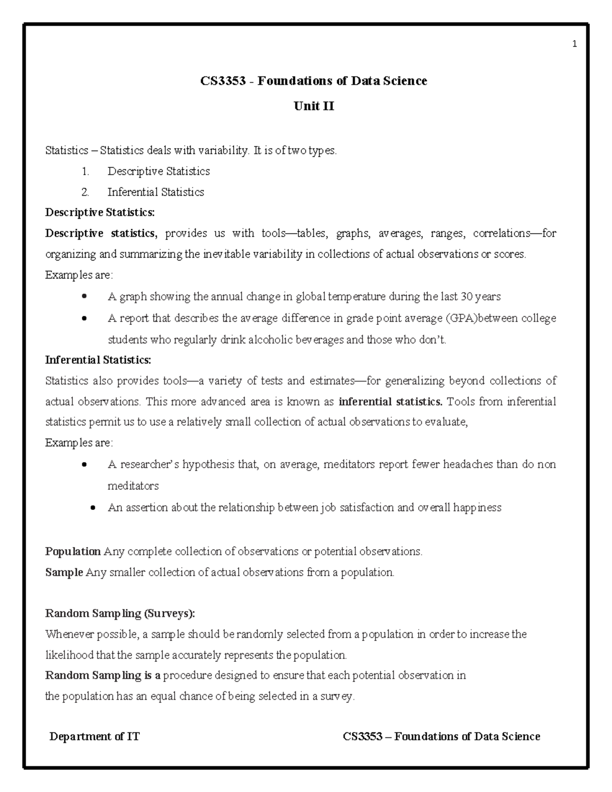 Unit II FDS - NIL - CS3353 - Foundations of Data Science Unit II ...