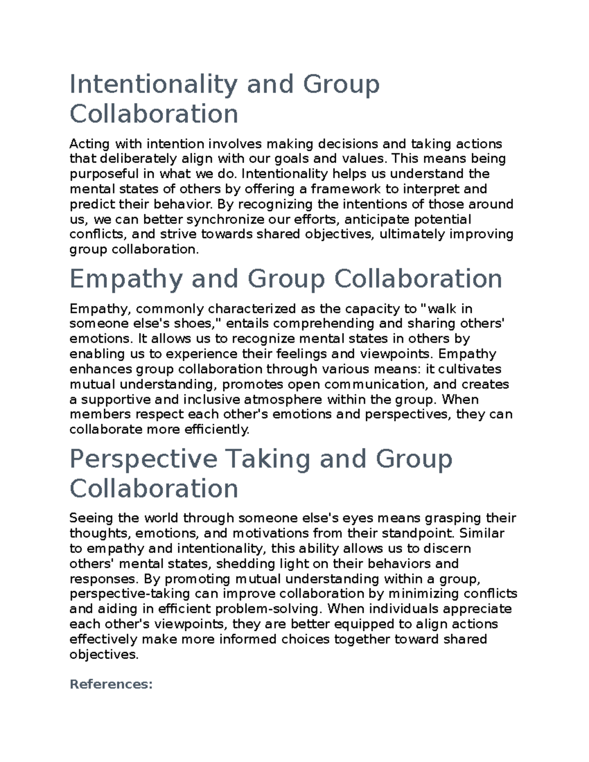 Intentionality and Empathy in Group Collaboration: A Study - Studocu