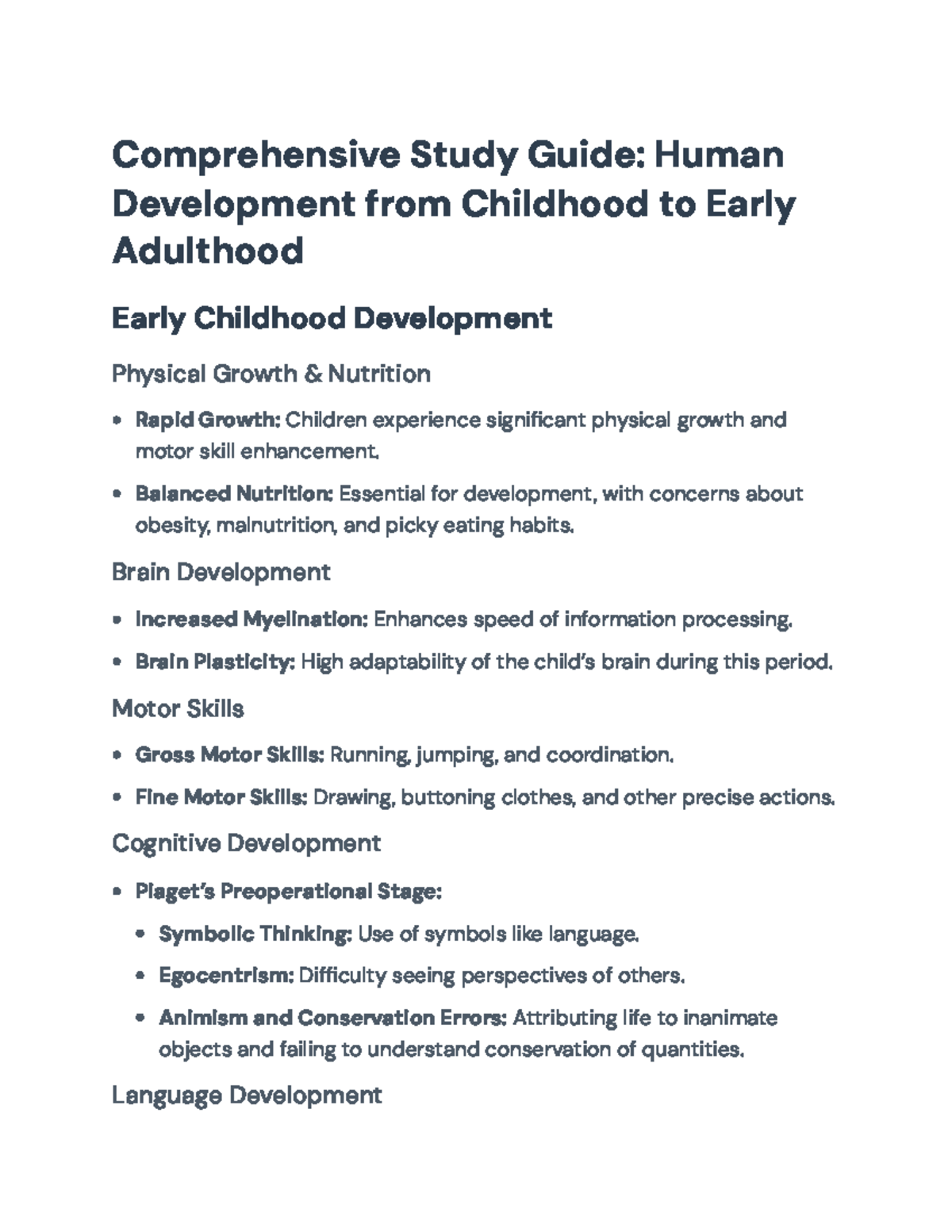 Comprehensive Study Guide: HD 101 - Human Development from Childhood to ...