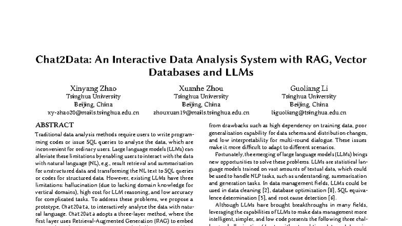 Chat2Data: Interactive Data Analysis with RAG & LLMs - Studocu