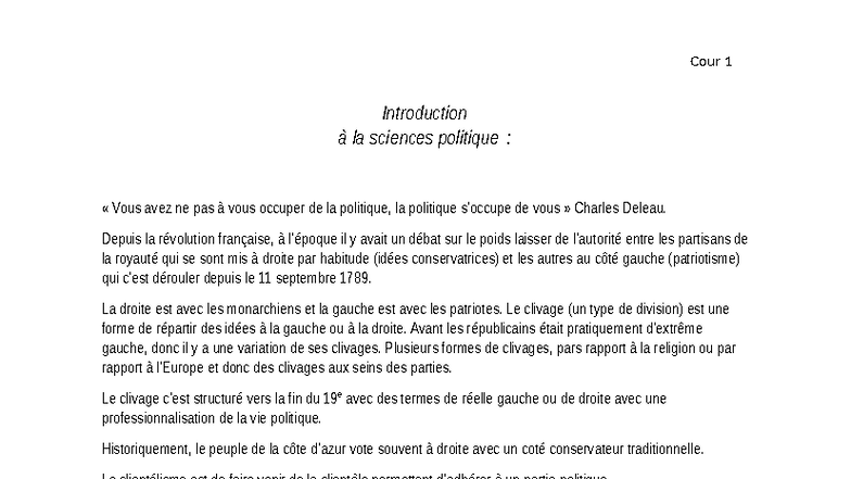 Cours 1 : Introduction à la Science Politique et ses Concepts Clés ...