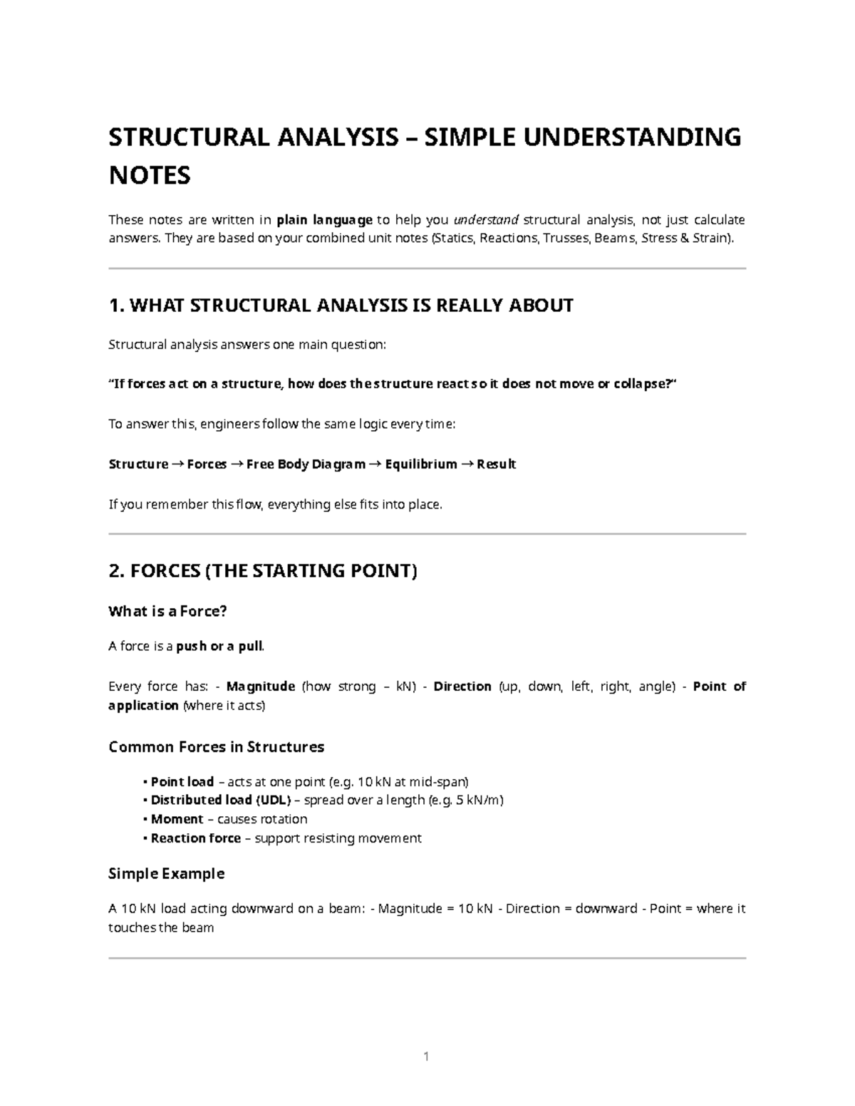 DCSBSA619 Structural Analysis: Simplified Understanding Notes - Studocu
