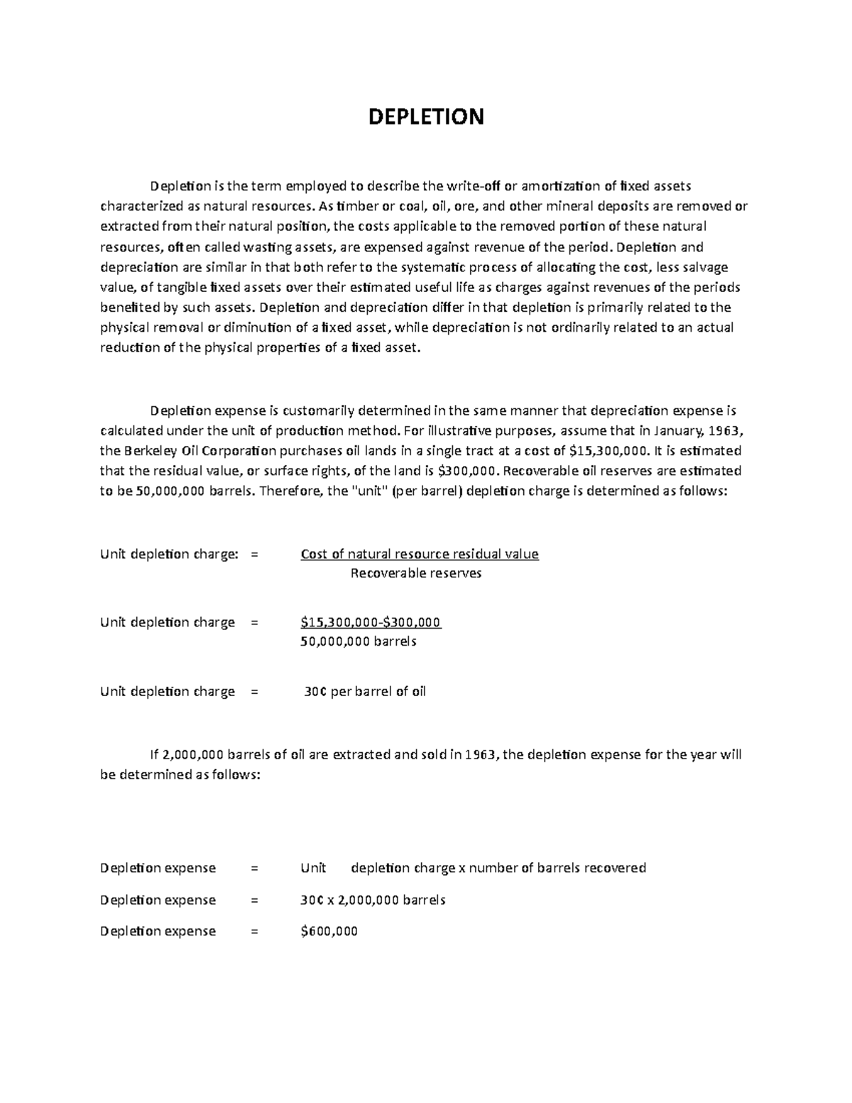 Financial Concepts of Depletion and Amortization Principles - Studocu
