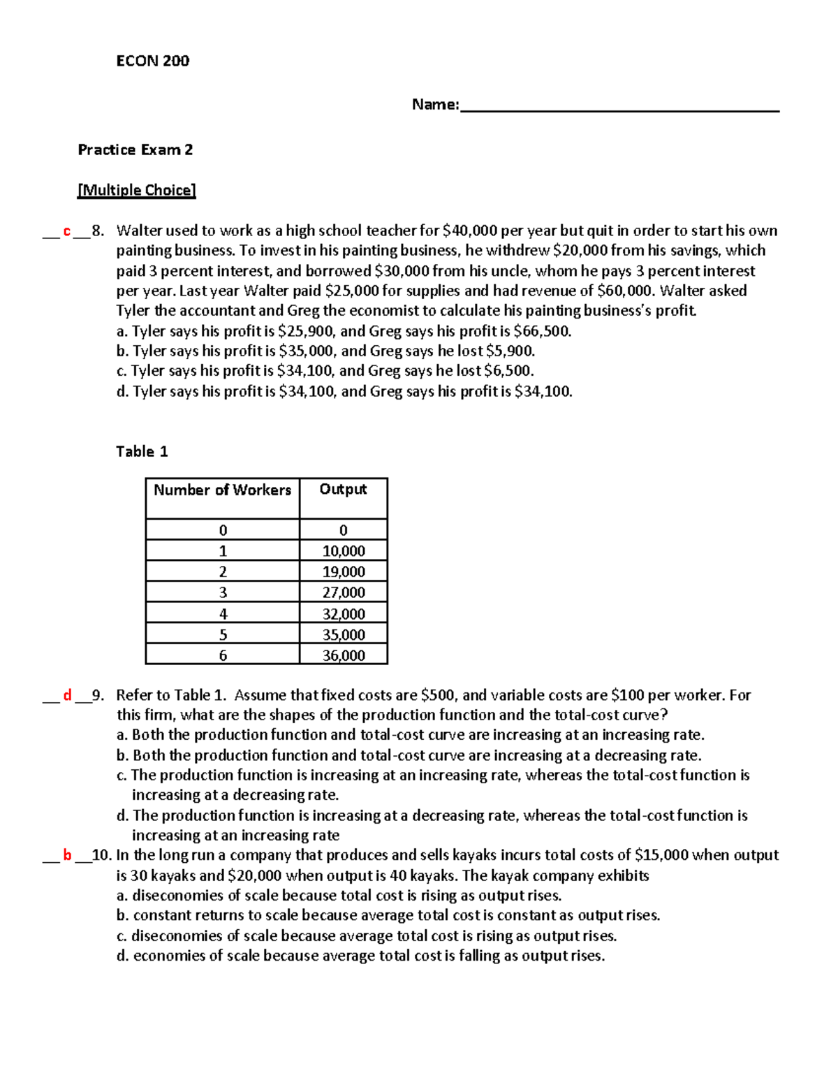 Practice Exam 3 Solutions for ECON 200: Key Concepts and Insights - Studocu