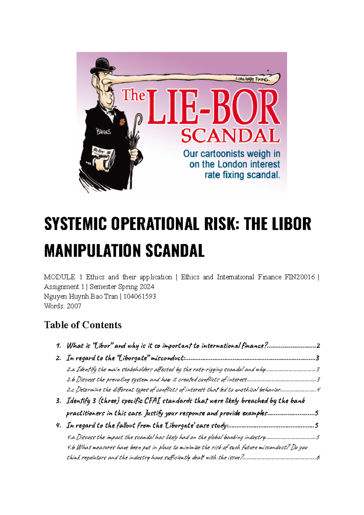 FIN20016 Assignment 1: Systemic Operational Risk & the LIBOR Scandal -  Studocu