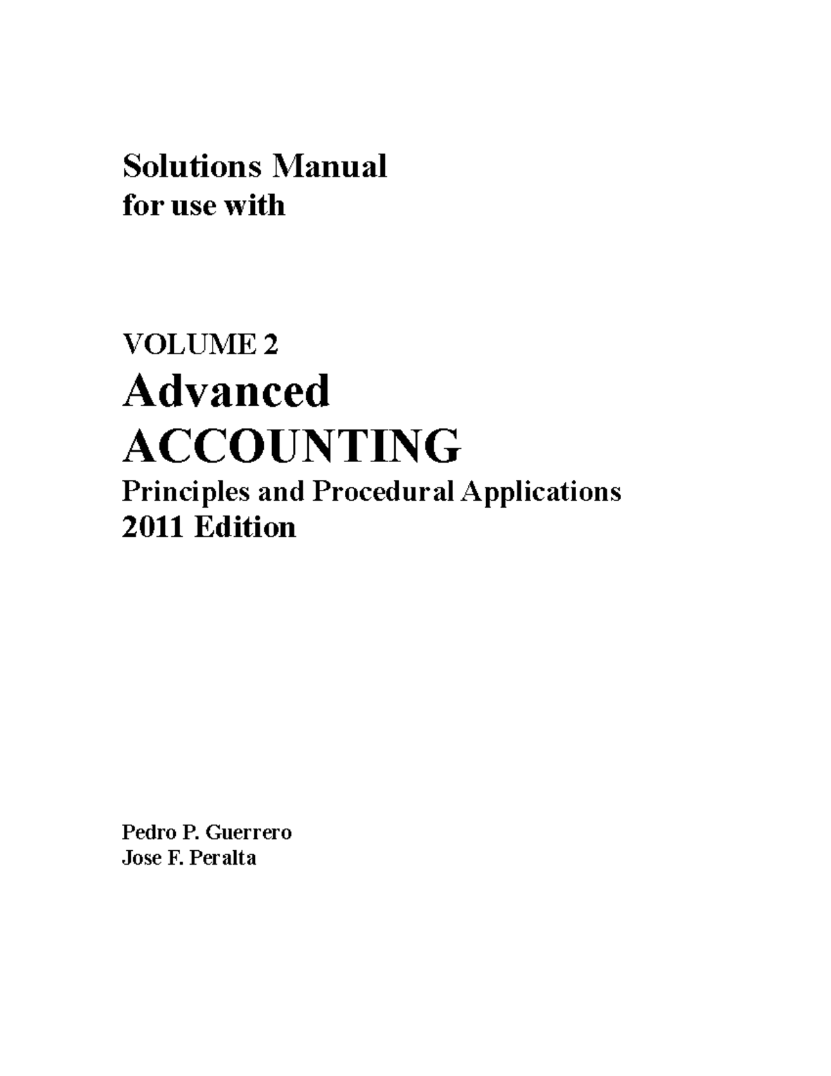 Advanced Accounting (Volume 2) Solutions Manual: Instructor Guide - Studocu