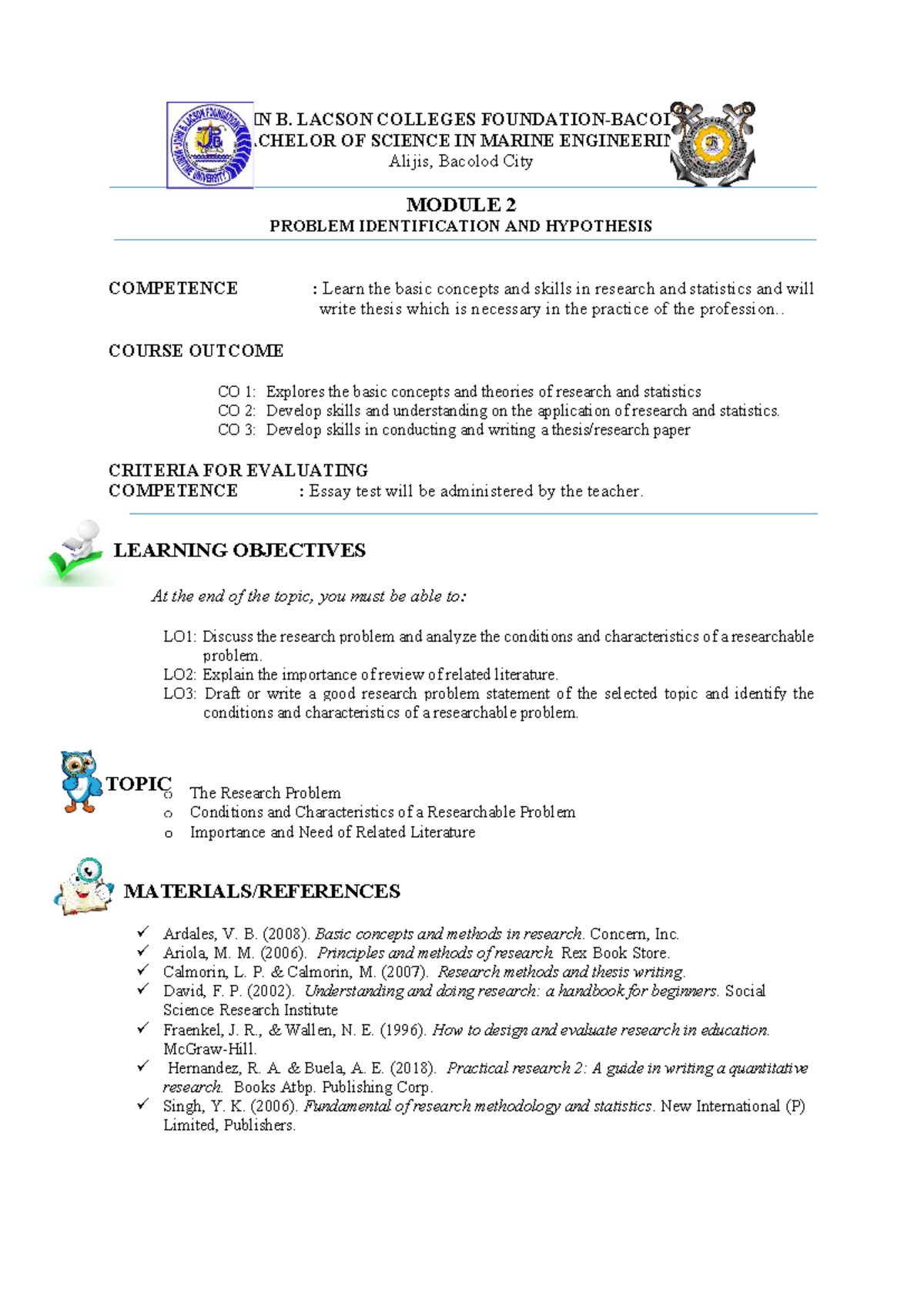 Module 2: Problem Identification & Literature Review in Research - Studocu