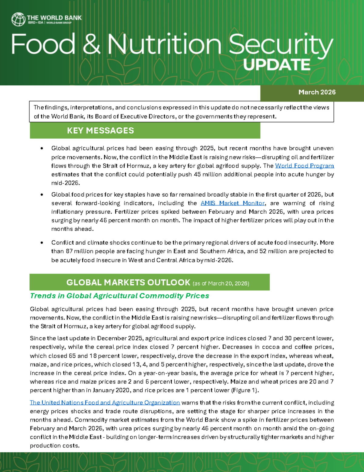 Food and Nutrition Security Update 121: March 2026 Insights - Studocu