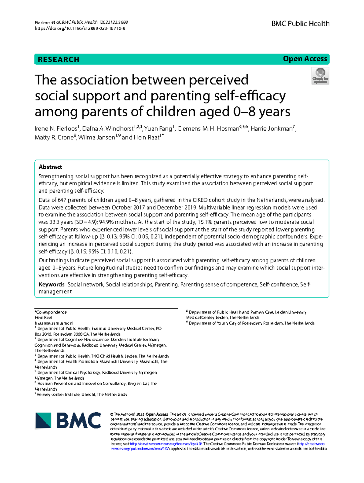 The Association Between Perceived Social Support and Parenting ...