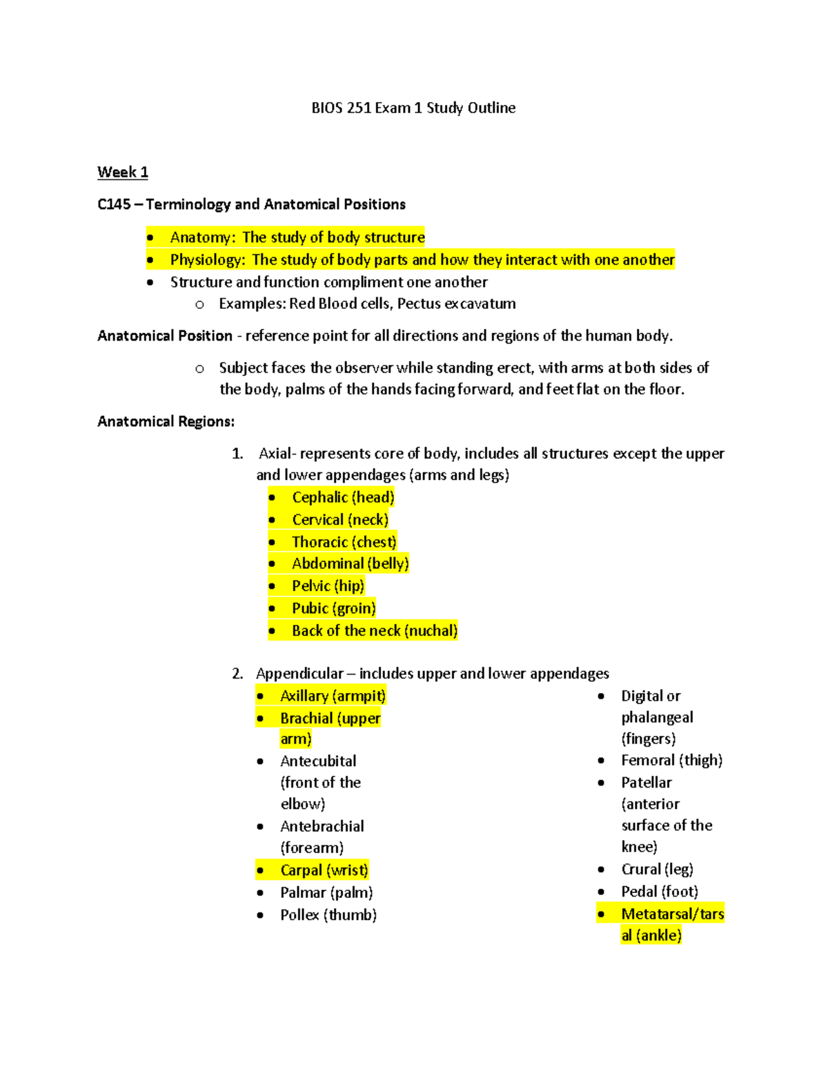 BIOS251 Weeks 1-2 Outline-Review-updated - BIOS 251 Exam 1 Study ...