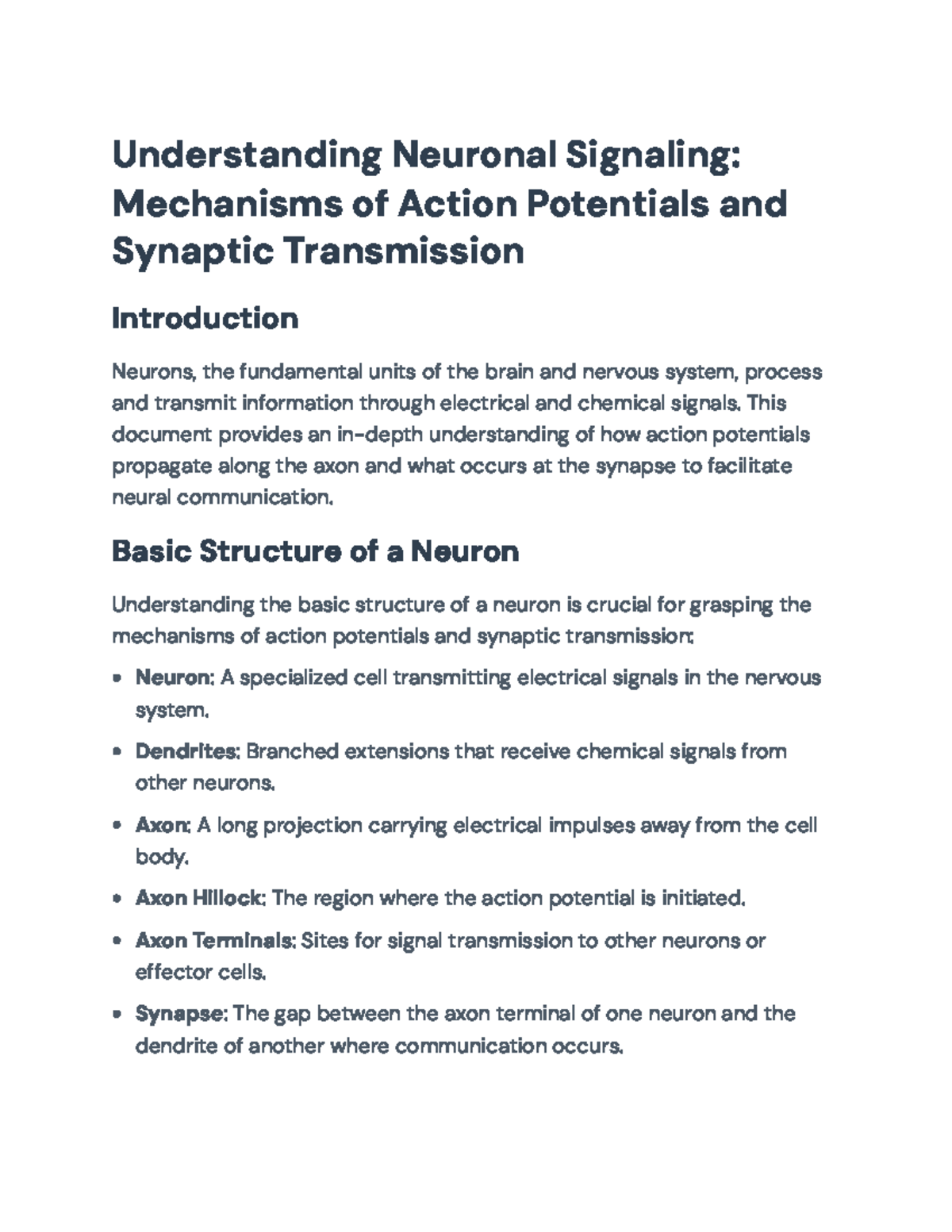 Understanding Neuronal Signaling: Action Potentials & Synaptic ...