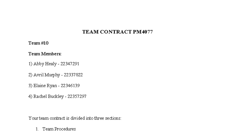 PM4077 Team Contract: Procedures, Expectations & Conflict Resolution ...