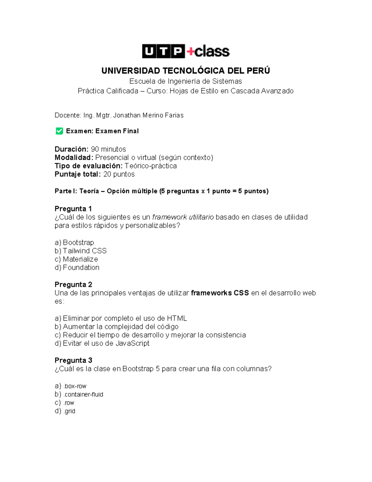 Examen Final - CSS Avanzado (EXFI) - Práctica Calificada - Studocu