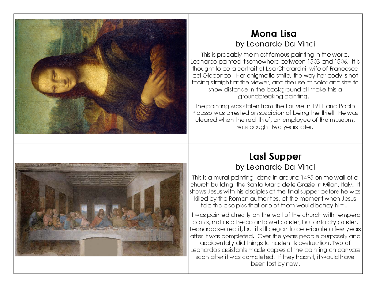Renaissance Art Cards: Famous Paintings & Artists Overview - Studocu