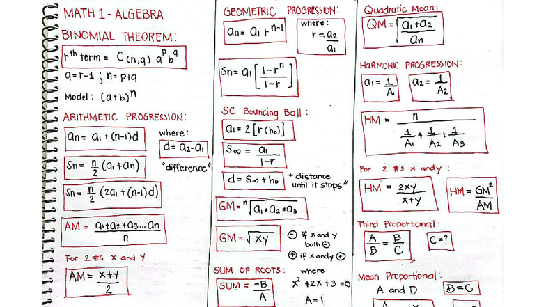 MATH 101: Comprehensive Math Formulas and Concepts Guide - Studocu