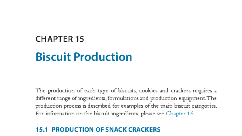 CHAPTER 15: Biscuit Production Techniques (Course Code: 10 - KKJ) - Studocu